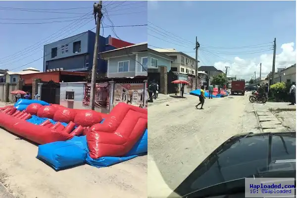 Lekki suicidal man finally abandoned after his refusal to climb down or safely jump unto a trampoline (Photos)